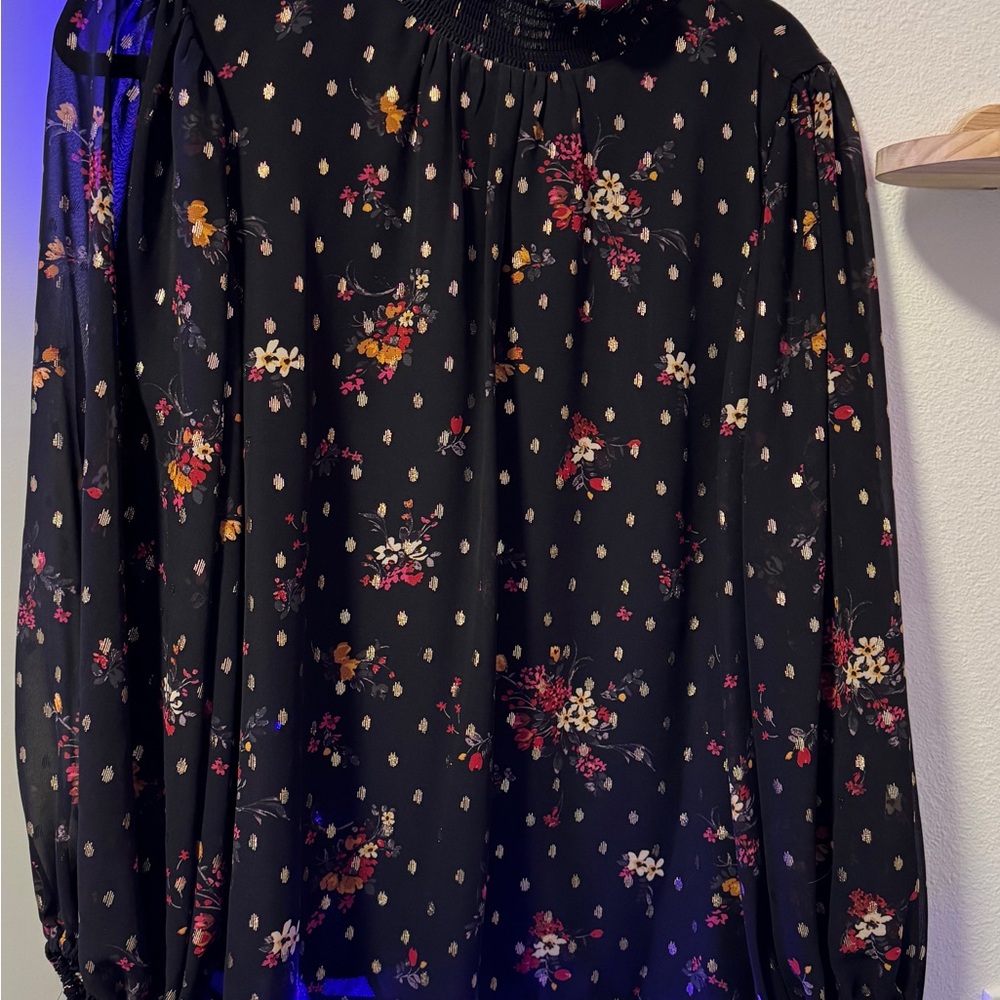 Vince Camuto Black Floral Blouse